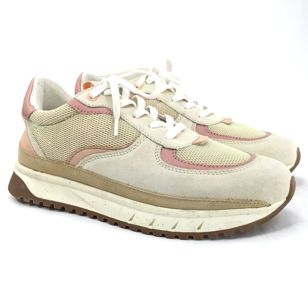 Madewell Kickoff Trainer Sneaker Women 9 Cream & Blush Pink Eco-Friendly Lace Up